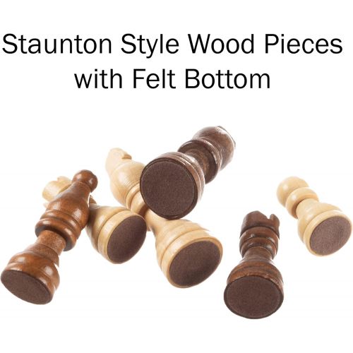  Hey! Play! Inlaid Walnut-Style Magnetized Wood Chess Set with Staunton Wood Chessmen