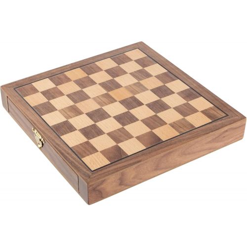  Hey! Play! Inlaid Walnut-Style Magnetized Wood Chess Set with Staunton Wood Chessmen