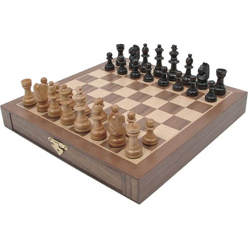  Hey! Play! Inlaid Walnut-Style Magnetized Wood Chess Set with Staunton Wood Chessmen