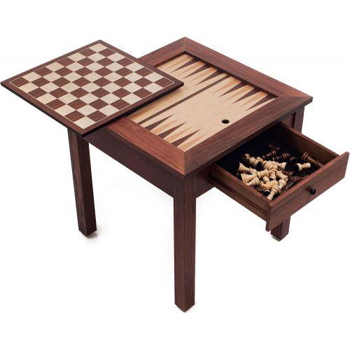  Hey! Play! Wood 3-in-1 Chess Backgammon Table