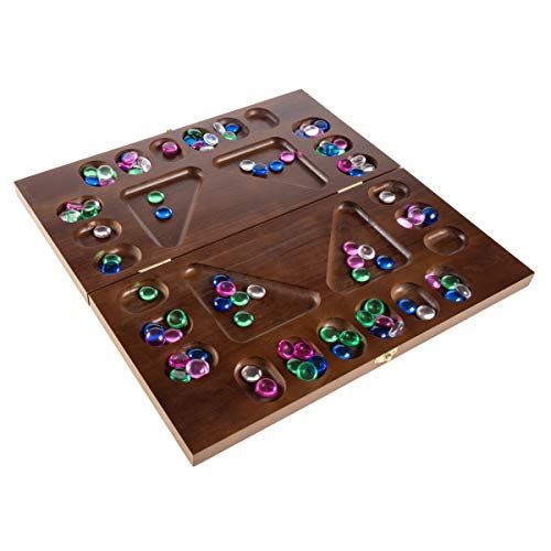  Mancala Board Game- 4 Player, Square Root Strategy Game, Folds for Storage or Travel & Includes 96 Plastic Stones for Kids & Adults by Hey! Play!