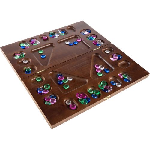  Mancala Board Game- 4 Player, Square Root Strategy Game, Folds for Storage or Travel & Includes 96 Plastic Stones for Kids & Adults by Hey! Play!