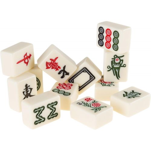  Hey! Play! Chinese Mahjong Game Set with 146 Tiles, Dice, and Ornate Storage Case for Adults, Kids, Boys and Girls