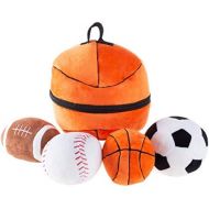 Hey! Play! My First Sports Bag Playset- Plush Soccer, Baseball, Basketball & Football for Babies, Infants & Toddlers- Gift Set with Storage Bag
