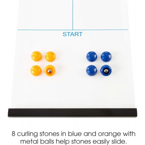  Hey! Play! Tabletop Curling Game - Portable Indoor Desktop Roll Up Magnetic Competition Board Game with Eight Stones for Kids and Adults