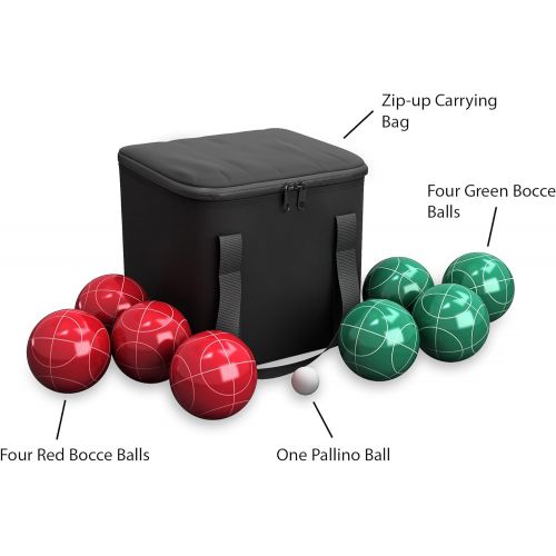 Bocce Ball Set ? Outdoor Backyard Family Games for Adults or Kids ? Complete with Bocce Balls, Pallino, and Equipment Carrying Case by Hey! Play!