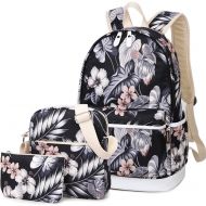 Hey Yoo 3pcs Casual Daypack Cute 3 Pieces Bookbag School Bag Laptop Backpack Sets for Girls Women