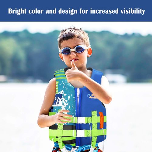  HeySplash Life Jacket for Kids, Child Size Watersports Swim Vest Flotation Device, Boys Girls Swim Training Aid Suitable for 35-55 lbs(Size M) & 55-77 lbs(Size L)