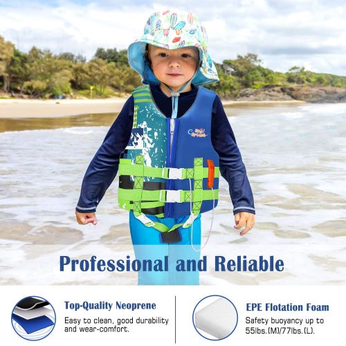  HeySplash Life Jacket for Kids, Child Size Watersports Swim Vest Flotation Device, Boys Girls Swim Training Aid Suitable for 35-55 lbs(Size M) & 55-77 lbs(Size L)