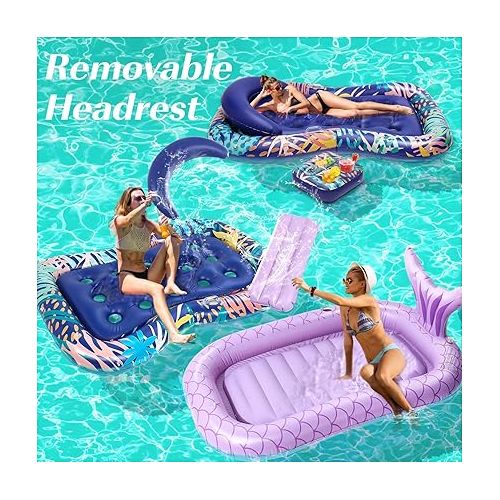  HeySplash Inflatable Pool Lounger Float, Personal Sun Lake Raft for Adults, Ride-ons Pool Floats Boat, Floating Swimming Sunbathing Bed for Family Outdoor, Garden, Backyard Summer Water Party