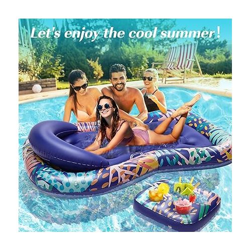  HeySplash Inflatable Pool Lounger Float, Personal Sun Lake Raft for Adults, Ride-ons Pool Floats Boat, Floating Swimming Sunbathing Bed for Family Outdoor, Garden, Backyard Summer Water Party