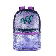 HeySun Girls Reversible Sequins Bookbag Backpack for School Lightweight Trendy Back Pack for Boys (Purple/Teal)