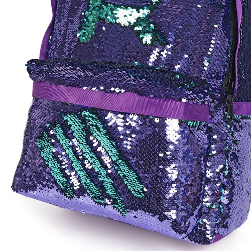  HeySun Girls Reversible Sequins Bookbag Backpack for School Lightweight Trendy Back Pack for Boys (Purple/Teal)