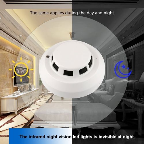  Heymoko Wi-Fi Smoke Detector Camera Motion Detection Night Vision 1080P Wireless IP Indoor Baby Pet Monitor Remote Real Time Video Free App View Nanny Cam Home Security Camera SD C