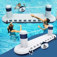 heytech Inflatable Pool Game Set Volleyball Game with 1 Ball, Inflatable Float Steamship Large Size for Kids and Adults Swimming Game Toy, Floating Summer Floaties…