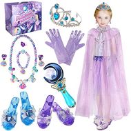 Heyzeibo Princess Makeup Dress Up Toys Set, Kids Pretend Play Makeup Starter Kit Include All Your Girl Needs To Play Dress Up with Stylish Bag Shoes Jewelry for 3 12 Years Old Kids Birthday