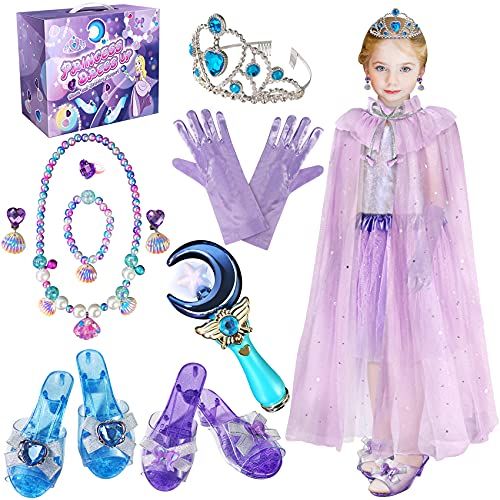  Heyzeibo Princess Makeup Dress Up Toys Set, Kids Pretend Play Makeup Starter Kit Include All Your Girl Needs To Play Dress Up with Stylish Bag Shoes Jewelry for 3 12 Years Old Kids Birthday