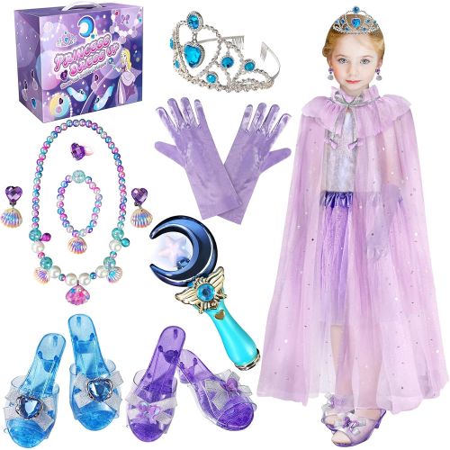  Heyzeibo Princess Makeup Dress Up Toys Set, Kids Pretend Play Makeup Starter Kit Include All Your Girl Needs To Play Dress Up with Stylish Bag Shoes Jewelry for 3 12 Years Old Kids Birthday