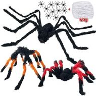 Heyzeibo Halloween Spider Decorations, Halloween Scary Giant Spider Realistic Fake Hairy Spider Props & Spider Silk & 10 Small Plastic Spiders for Window Wall and Yard Indoor/Outdoor House