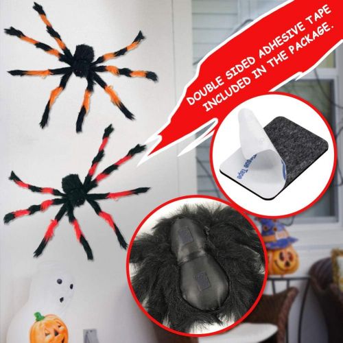  할로윈 용품Heyzeibo Halloween Spider Decorations, Halloween Scary Giant Spider Realistic Fake Hairy Spider Props & Spider Silk & 10 Small Plastic Spiders for Window Wall and Yard Indoor/Outdoor House