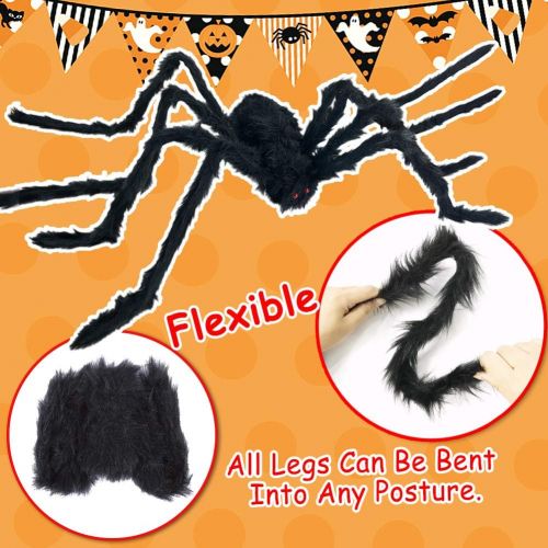  할로윈 용품Heyzeibo Halloween Spider Decorations, Halloween Scary Giant Spider Realistic Fake Hairy Spider Props & Spider Silk & 10 Small Plastic Spiders for Window Wall and Yard Indoor/Outdoor House