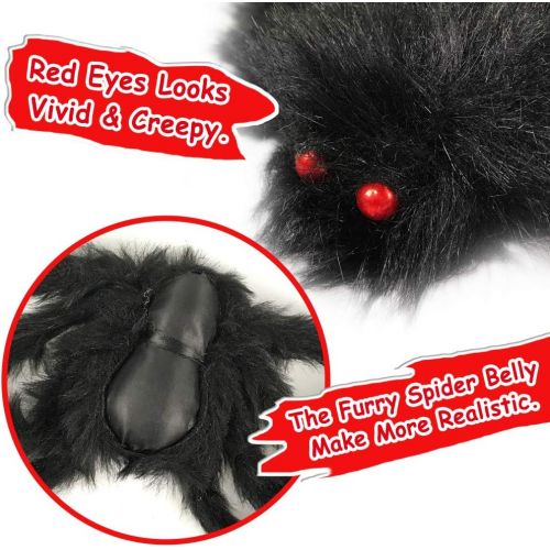  할로윈 용품Heyzeibo Halloween Spider Decorations, Halloween Scary Giant Spider Realistic Fake Hairy Spider Props & Spider Silk & 10 Small Plastic Spiders for Window Wall and Yard Indoor/Outdoor House