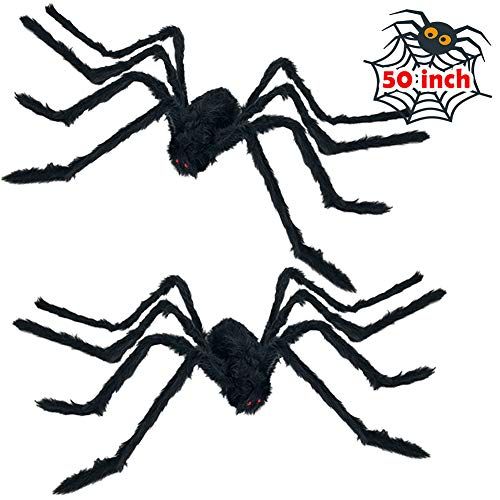  할로윈 용품Heyzeibo Halloween Decorations Props Spider, 2 Packs Halloween Scary Giant Spider, Cobwebs for Window Wall and Yard Outdoor Halloween Party Decor, Black Decor & Spooky Entertainmen