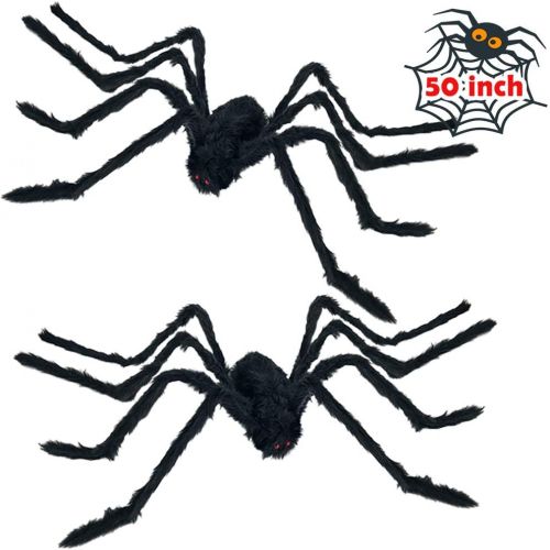  할로윈 용품Heyzeibo Halloween Decorations Props Spider, 2 Packs Halloween Scary Giant Spider, Cobwebs for Window Wall and Yard Outdoor Halloween Party Decor, Black Decor & Spooky Entertainmen