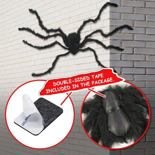  할로윈 용품Heyzeibo Halloween Decorations Props Spider, 2 Packs Halloween Scary Giant Spider, Cobwebs for Window Wall and Yard Outdoor Halloween Party Decor, Black Decor & Spooky Entertainmen