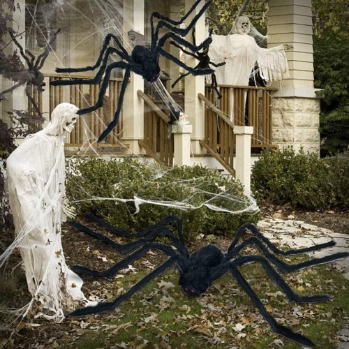  할로윈 용품Heyzeibo Halloween Decorations Props Spider, 2 Packs Halloween Scary Giant Spider, Cobwebs for Window Wall and Yard Outdoor Halloween Party Decor, Black Decor & Spooky Entertainmen