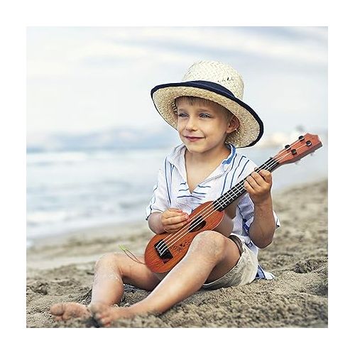  Kids Guitar Musical Toy Ukulele Classical Instrument(Brown),with Extra Harmonica 16 Holes