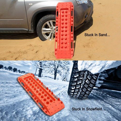  Hi SINYSO Offroad Upgraded Tire Traction, Vehicle Survival Device Recovery Boards 4x4 Sand Mud Snow Escaper Traction Mat Tire Ladder, 10 Ton Load Capacity on Flat Ground [2 Pack]