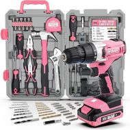 Hi-Spec 81PC 18V Cordless Drill Driver Tool Kit, Pink Power Drill Tool Set for Women - Ideal for DIY, Home Improvement & Maintenance