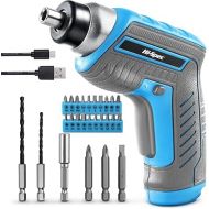 Hi-Spec 27pc 3.6V Blue USB Power Electric Screwdriver, Mini Drill and Small Drills Cordless with Driver Bit Set