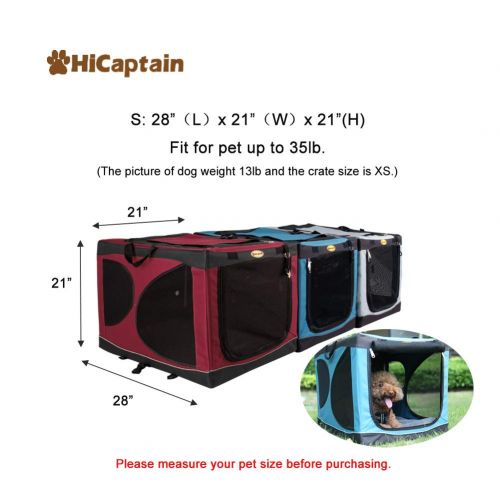  HiCaptain Portable Soft Dog Crate for Indoor Use and Outdoor Activites, Lightweight Travel Pet Kennel for Small to Large Animals.