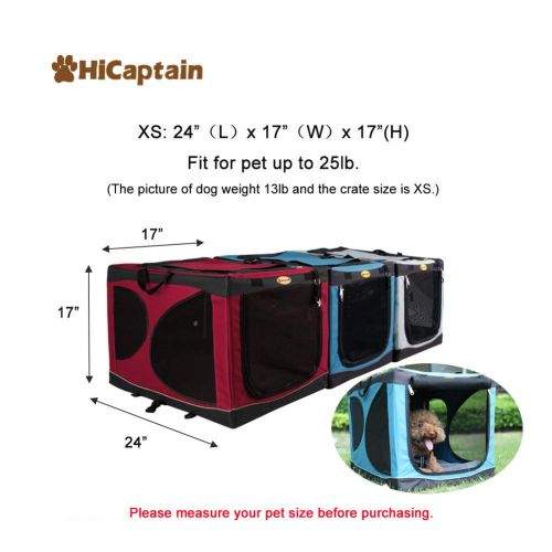  HiCaptain Portable Soft Dog Crate for Indoor Use and Outdoor Activites, Lightweight Travel Pet Kennel for Small to Large Animals.