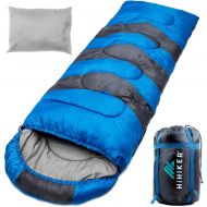 HiHiker Camping Sleeping Bag + Travel Pillow w/Compact Compression Sack ? 4 Season Sleeping Bag for Adults & Kids ? Lightweight Warm and Washable, for Hiking Traveling.