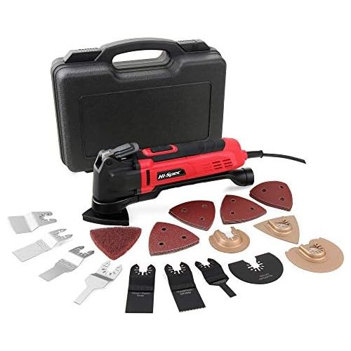  Hi-Spec 2.5A (300w) Oscillating Multi-Tool with Keyless Tool Changing, 38pc Accessory Kit and Variable Speed Switch for Sanding, Grinding, Cutting, Removing Grout and Stains - Powe