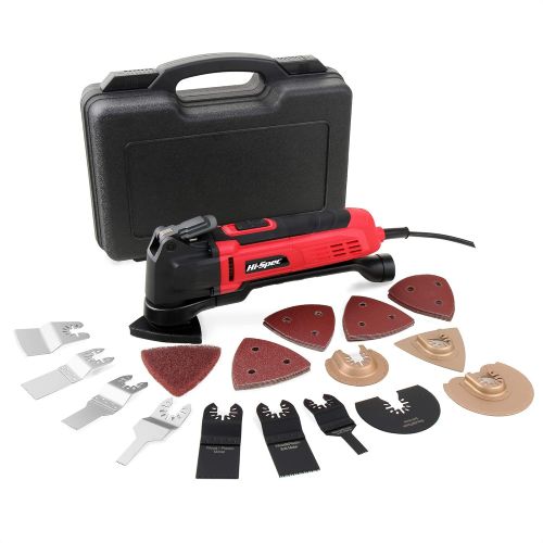  Hi-Spec 2.5A (300w) Oscillating Multi-Tool with Keyless Tool Changing, 38pc Accessory Kit and Variable Speed Switch for Sanding, Grinding, Cutting, Removing Grout and Stains - Powe