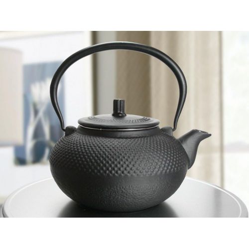  [아마존베스트]HiT Asian Cast-Iron Teapot / Coffee Pot 1.5 Litres Black with Tea Strainer