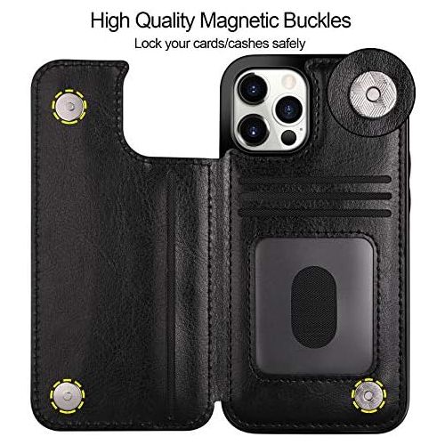  [아마존베스트]HianDier Wallet Case Compatible with iPhone 12 Pro MAX Case 5G 6.7-inch Slim Protective with Credit Card Slot Holder Flip Folio Soft PU Leather Magnetic Closure Cover, Black