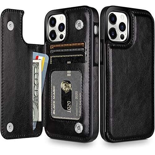  [아마존베스트]HianDier Wallet Case Compatible with iPhone 12 Pro MAX Case 5G 6.7-inch Slim Protective with Credit Card Slot Holder Flip Folio Soft PU Leather Magnetic Closure Cover, Black