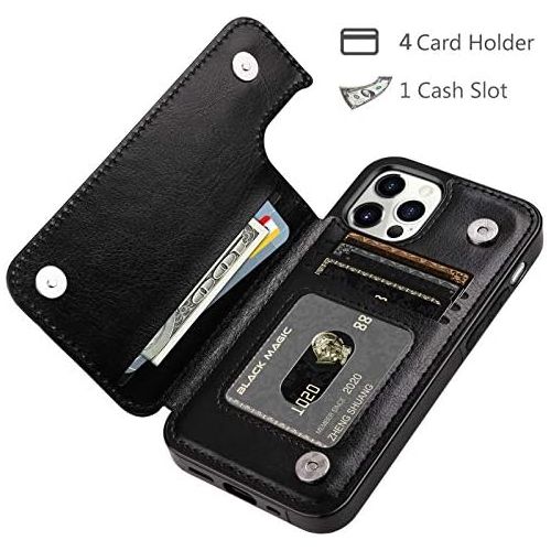  [아마존베스트]HianDier Wallet Case Compatible with iPhone 12 Pro MAX Case 5G 6.7-inch Slim Protective with Credit Card Slot Holder Flip Folio Soft PU Leather Magnetic Closure Cover, Black