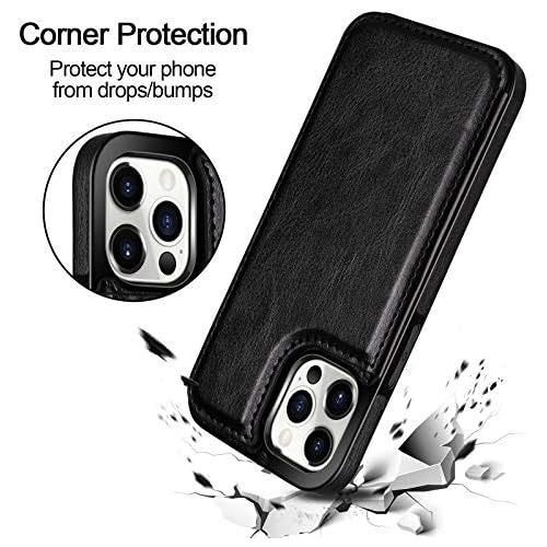  [아마존베스트]HianDier Wallet Case Compatible with iPhone 12 Pro MAX Case 5G 6.7-inch Slim Protective with Credit Card Slot Holder Flip Folio Soft PU Leather Magnetic Closure Cover, Black