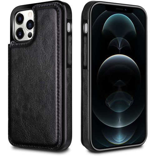  [아마존베스트]HianDier Wallet Case Compatible with iPhone 12 Pro MAX Case 5G 6.7-inch Slim Protective with Credit Card Slot Holder Flip Folio Soft PU Leather Magnetic Closure Cover, Black