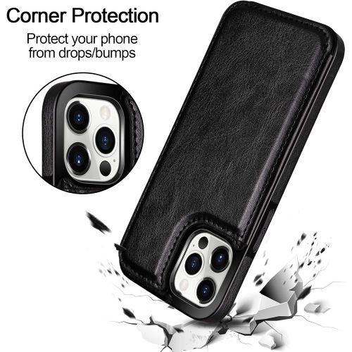  [아마존베스트]HianDier Wallet Case Compatible with iPhone 12 Pro MAX Case 5G 6.7-inch Slim Protective with Credit Card Slot Holder Flip Folio Soft PU Leather Magnetic Closure Cover, Black