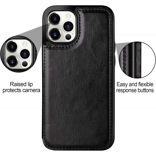  [아마존베스트]HianDier Wallet Case Compatible with iPhone 12 Pro MAX Case 5G 6.7-inch Slim Protective with Credit Card Slot Holder Flip Folio Soft PU Leather Magnetic Closure Cover, Black