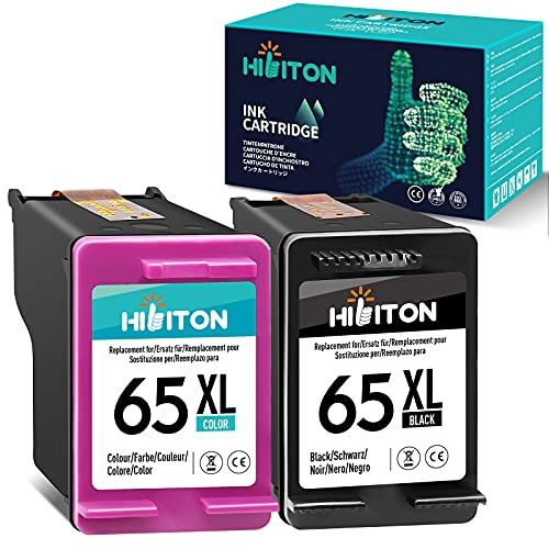  HibiTon Remanufactured Ink Cartridge Replacement for HP 65 65XL Combo Pack Black Color Used with Envy 5055 5052 5000 5012 5010 5020 5070 AMP 120 100 DeskJet 3755 2600 2622 2652 Pri