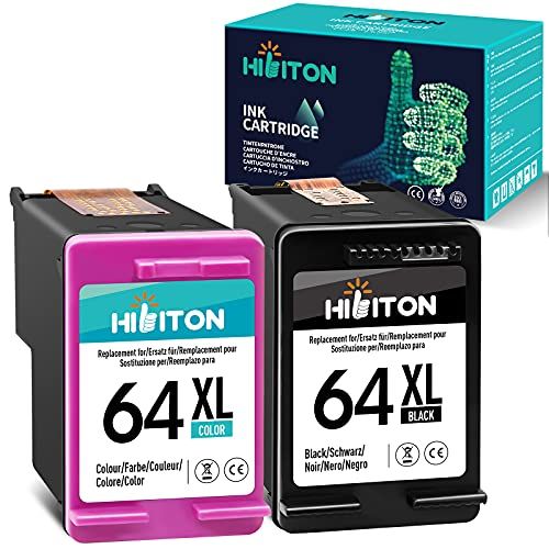  HibiTon Remanufactured Ink Cartridge Replacement for HP 64 64XL Black Color Used with Envy Photo 7858 7855 7800 7100 7155 6255 6252 7164 6222 6230 7158 Tango X Smart Wireless Print