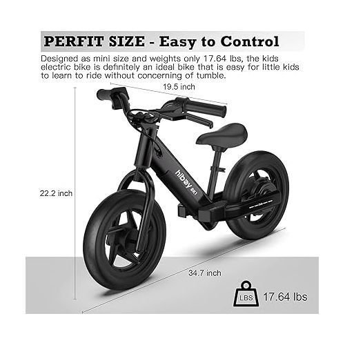  Hiboy BK1 Electric Bike for Kids Ages 3-5 Years Old, 24V 100W Electric Balance Bike with 12 inch Inflatable Tire and Adjustable Seat, Electric Motorcycle for Kids Boys & Girls